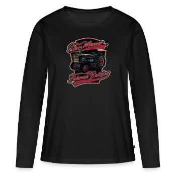 Echte Männer fahren Bulldog - Frauen Premium Bio Langarmshirt - Schwarz - Vorne - Julia (174cm)