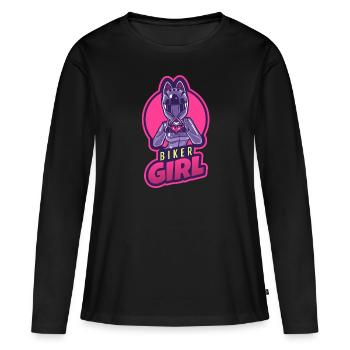 Fille de motard - T-shirt manches longues Premium bio Femme - noir - Devant - Julia (174cm)