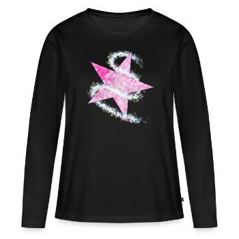 Paillettes paillettes mica star star tail - T-shirt manches longues Premium bio Femme - noir - Devant - Julia (174cm)