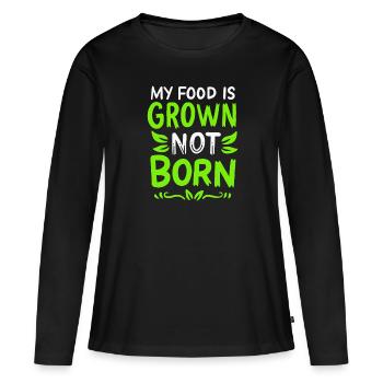 Végétarien ma nourriture n'est pas née cultivée - T-shirt manches longues Premium bio Femme - noir - Devant - Julia (174cm)