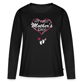 Ma première chemise de jour de mères pour la nouvelle maman qui attend t - T-shirt manches longues Premium bio Femme - noir - Devant - Julia (174cm)