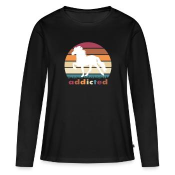 addicted Islandpferd - Frauen Premium Bio Langarmshirt - Schwarz - Vorne - Julia (174cm)