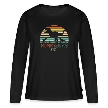 Women Mommysaurus Dinosaur gift Birthday Mom dino - T-shirt manches longues Premium bio Femme - noir - Devant - Julia (174cm)