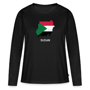 Soudan ( As-Soudan ) carte du pays &drapeau - T-shirt manches longues Premium bio Femme - noir - Devant - Julia (174cm)