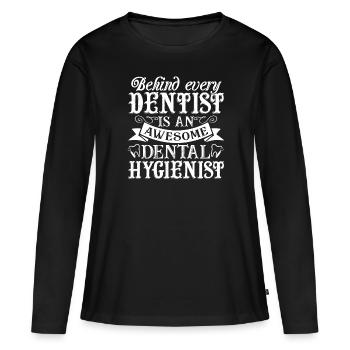 Hygiéniste dentaire fier Hygiéniste dentaire - T-shirt manches longues Premium bio Femme - noir - Devant - Julia (174cm)