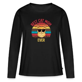 Best Cat Mom Ever Beste Katzen Mama Mutter Kitten - Frauen Premium Bio Langarmshirt - Schwarz - Vorne - Julia (174cm)