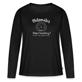 Top Funny Oldometer 70th Birthday Gift Design - Women's Premium Organic Long Sleeve Shirt - black - Front - Julia (174cm)