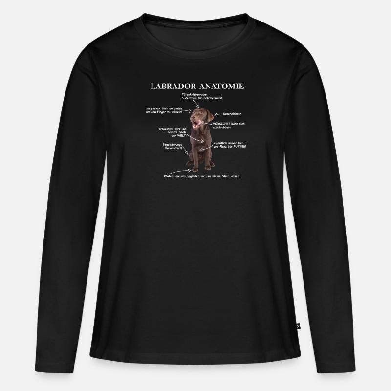 Anatomie eines Labradors Erklärungsbild - Frauen Premium Bio Langarmshirt - Schwarz