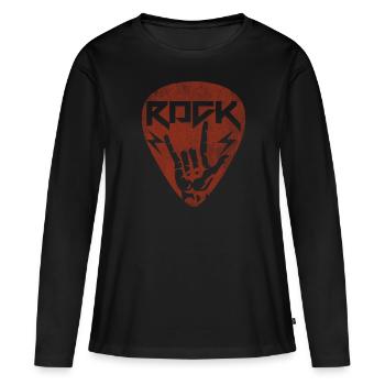 Gitarre Plektrum Rock - Frauen Premium Bio Langarmshirt - Schwarz - Vorne - Julia (174cm)