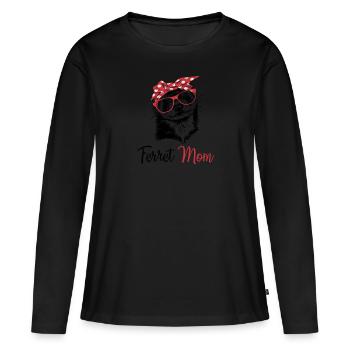 Furet - T-shirt manches longues Premium bio Femme - noir - Devant - Julia (174cm)