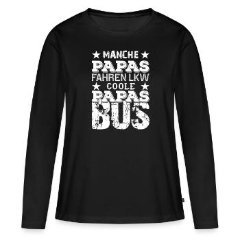 COOLE PAPAS FAHREN BUS - Frauen Premium Bio Langarmshirt - Schwarz - Vorne - Julia (174cm)