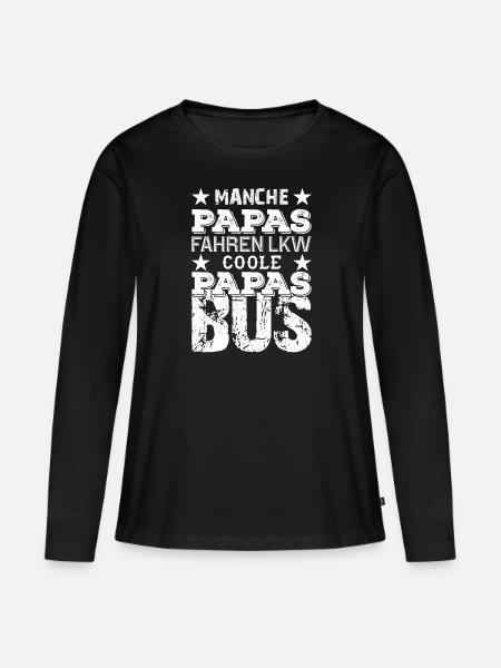 COOLE PAPAS FAHREN BUS - Frauen Premium Bio Langarmshirt - Schwarz