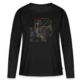 Horaires du métro du métro de New York - T-shirt manches longues Premium bio Femme - noir - Devant - Julia (174cm)
