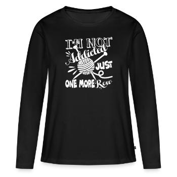 Strick süchtig nach Stricken - Frauen Premium Bio Langarmshirt - Schwarz - Vorne - Julia (174cm)