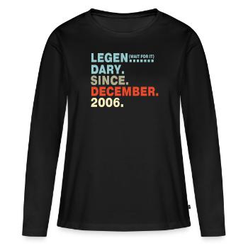 Dire drôle pour le 14e anniversaire né en 2006 - T-shirt manches longues Premium bio Femme - noir - Devant - Julia (174cm)