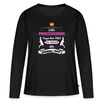 Handball Mädchen Prinzessin Trikot Geschenk - Frauen Premium Bio Langarmshirt - Schwarz - Vorne - Julia (174cm)