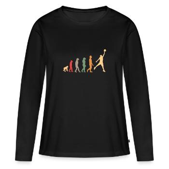 vintage, retro evolution basketball basket with dunk - Women's Premium Organic Long Sleeve Shirt - black - Front - Julia (174cm)