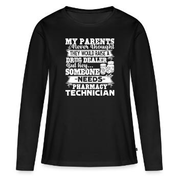 Technicien en pharmacie Technicien en pharmacie fier - T-shirt manches longues Premium bio Femme - noir - Devant - Julia (174cm)