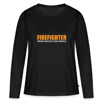 Pompiers Pompiers Pompiers - T-shirt manches longues Premium bio Femme - noir - Devant - Julia (174cm)