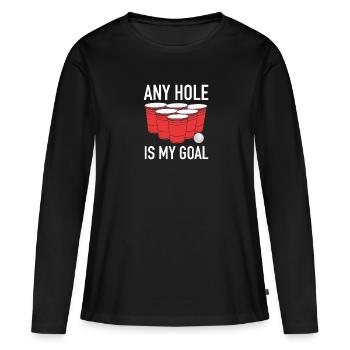 Beer pong Beer pong - T-shirt manches longues Premium bio Femme - noir - Devant - Julia (174cm)