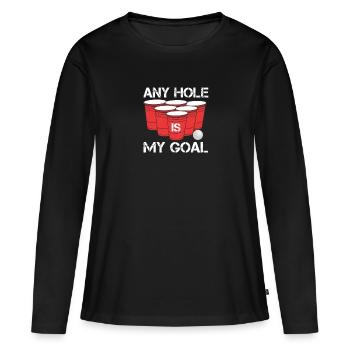 Bière-pong - T-shirt manches longues Premium bio Femme - noir - Devant - Julia (174cm)