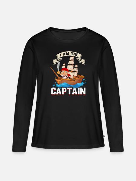 conception de cadeau capitaine pirate petit enfant - Premium økologisk langærmet T-shirt til kvinder - sort