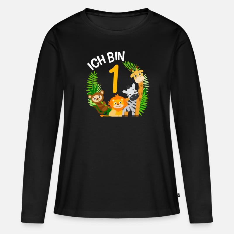 1. Geburtstag Geburtstagsshirt Dschungel Erster - Frauen Premium Bio Langarmshirt - Schwarz