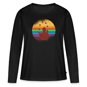 Jongleur jongleur rétro vintage - T-shirt manches longues Premium bio Femme - noir - Devant - Julia (174cm)
