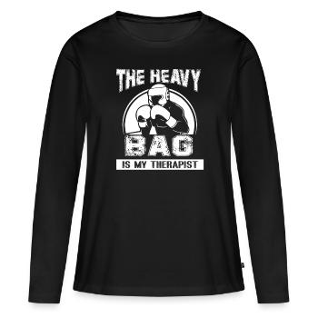 Kick Boxing Kick Boxing est ma thérapie - T-shirt manches longues Premium bio Femme - noir - Devant - Julia (174cm)