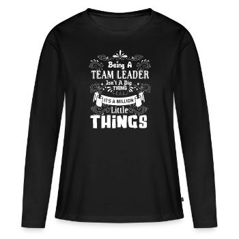 Chemise de chef d'équipe - T-shirt manches longues Premium bio Femme - noir - Devant - Julia (174cm)