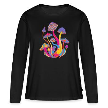 Chemise Champignons Magiques - T-shirt manches longues Premium bio Femme - noir - Devant - Julia (174cm)
