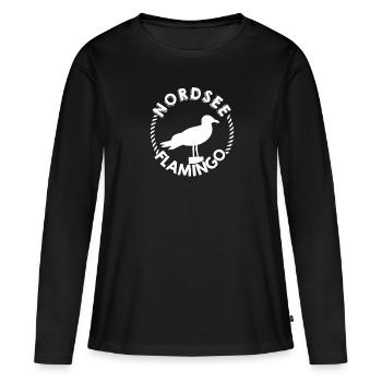Flamant de la mer du Nord - T-shirt manches longues Premium bio Femme - noir - Devant - Julia (174cm)