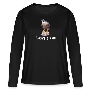 Faucon pèlerin - T-shirt manches longues Premium bio Femme - noir - Devant - Julia (174cm)
