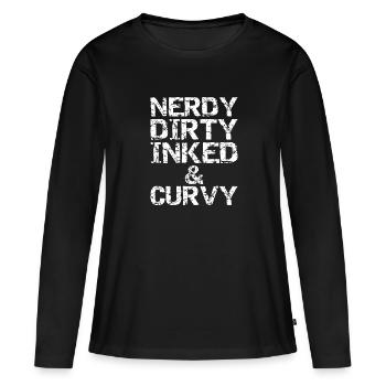 Nerdy dirty inked and curvy - Women's Premium Organic Long Sleeve Shirt - black - Front - Julia (174cm)