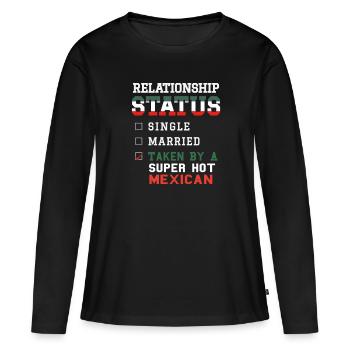 Statut de la relation prise Super chaud mexicain - T-shirt manches longues Premium bio Femme - noir - Devant - Julia (174cm)