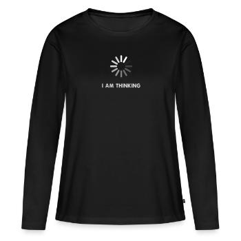 I AM THINKING - Informatique Ordinateur - T-shirt manches longues Premium bio Femme - noir - Devant - Julia (174cm)