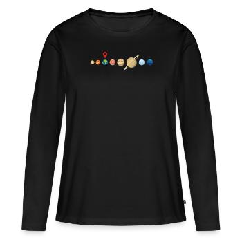 Vous êtes ici - cadeau ringard et geek - T-shirt manches longues Premium bio Femme - noir - Devant - Julia (174cm)