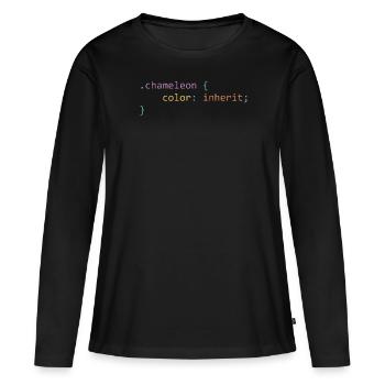 Chameleon css - cadeau ringard et geek - T-shirt manches longues Premium bio Femme - noir - Devant - Julia (174cm)