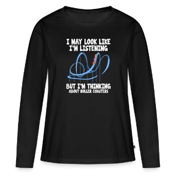 Idée cadeau de parc d'attractions Rollercoaster Roller Coaster - T-shirt manches longues Premium bio Femme - noir - Devant - Julia (174cm)
