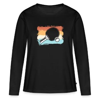 Ping-pong, joueur de ping-pong, raquettes, rétro - T-shirt manches longues Premium bio Femme - noir - Devant - Julia (174cm)