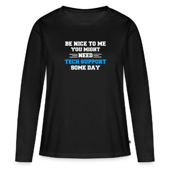 Administrateur admin dictons administrateur système - T-shirt manches longues Premium bio Femme - noir - Devant - Julia (174cm)