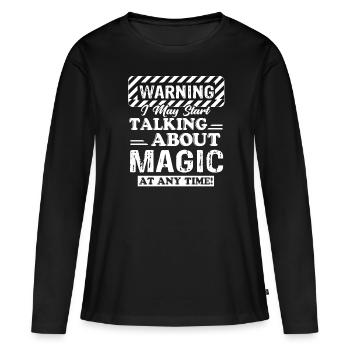 Avertissement magicien magicien - T-shirt manches longues Premium bio Femme - noir - Devant - Julia (174cm)