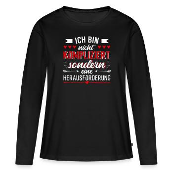 Liebe kompliziert Herausforderung Single Sprüche - Frauen Premium Bio Langarmshirt - Schwarz - Vorne - Julia (174cm)