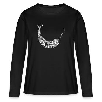 Narval narval motif floral - T-shirt manches longues Premium bio Femme - noir - Devant - Julia (174cm)