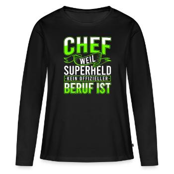 Farewell Boss Superhero Gift Work Colleagues - Women's Premium Organic Long Sleeve Shirt - black - Front - Julia (174cm)