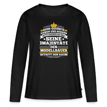 Der Modellbauer Betritt Den Raum Modellbau - Frauen Premium Bio Langarmshirt - Schwarz - Vorne - Julia (174cm)