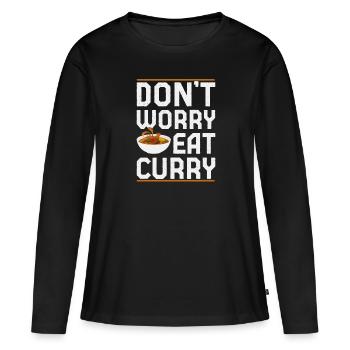 Ne vous inquiétez pas de manger Curry Slim Fit - T-shirt manches longues Premium bio Femme - noir - Devant - Julia (174cm)