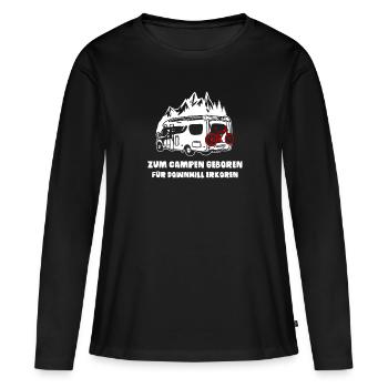 Camping Camper Downhill MTB Mountain Bike - Women's Premium Organic Long Sleeve Shirt - black - Front - Julia (174cm)