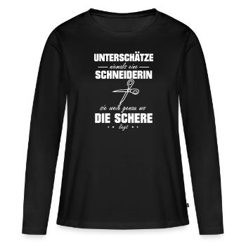 Schneiderin Näherin Nähmaschine Geschenk - Frauen Premium Bio Langarmshirt - Schwarz - Vorne - Julia (174cm)