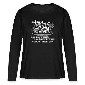 Pipeliner Je suis un pipeliner - T-shirt manches longues Premium bio Femme - noir - Devant - Julia (174cm)